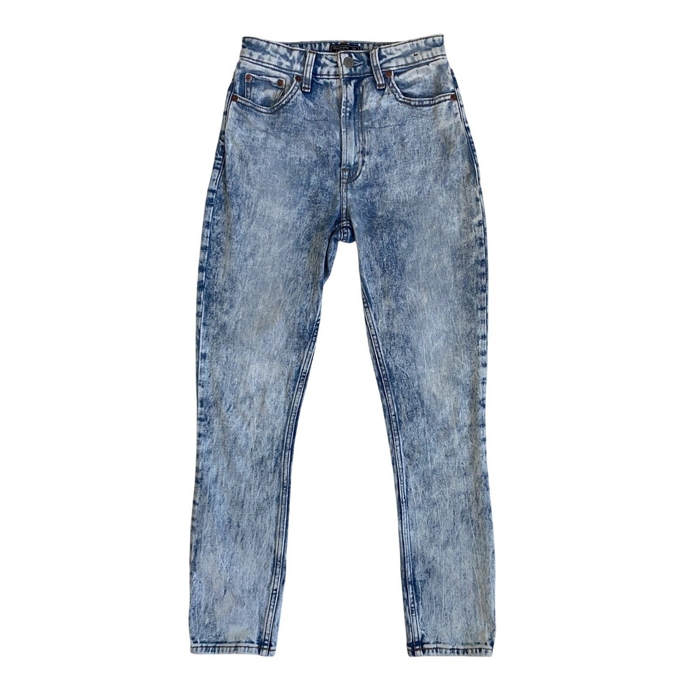 Abercrombie & Fitch Simone High Rise Slim Blue Acid Wash Jeans Size 25 0R - Picture 2 of 11